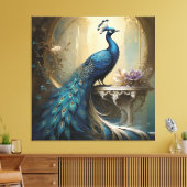 Papier Peacook et Fleurs toile étirée Impression (Insitu(Salon))