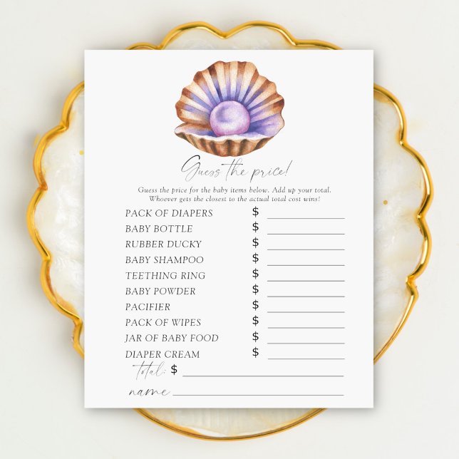 Papier Pearl baby shower - Devinez le prix Game (Créateur téléchargé)
