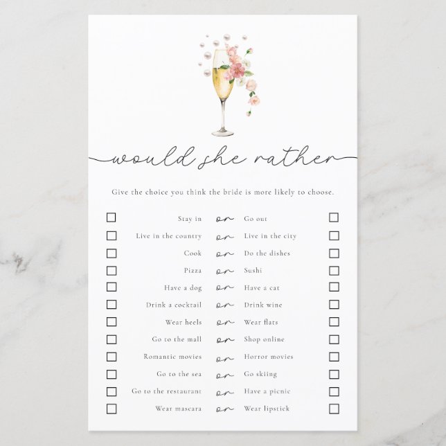 Papier Pearl & Prosecco préférerait-elle le jeu nuptial (Devant)