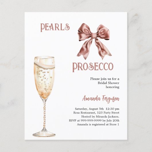 Papier Pearls Pourcot arc rose Poudre nuptiale invitation (Devant)
