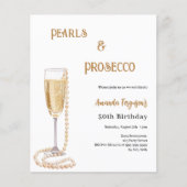 Papier Pearls Prosecco bulle invitation d'anniversaire (Devant)