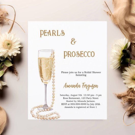 Papier Pearls Prosecco bulle nuptiale douche invitation