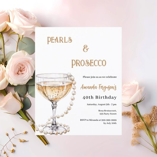 Papier Pearls Prosecco bulles invitation d'anniversaire