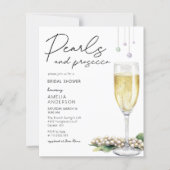 Papier Pearls & Prosecco Élégante Invitation de douche nu (Devant)