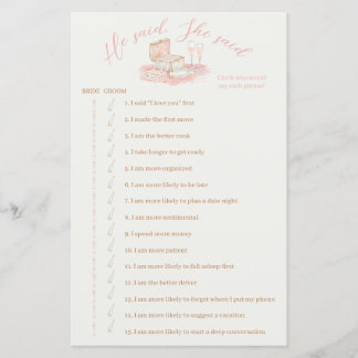 Papier Pearls & Prosecco He Said She Said Bridal Games