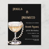 Papier Pearls Prosecco invitation d'anniversaire en or no (Devant)