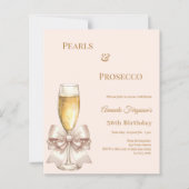 Papier Pearls Prosecco ivory bow birthday invitation (Devant)