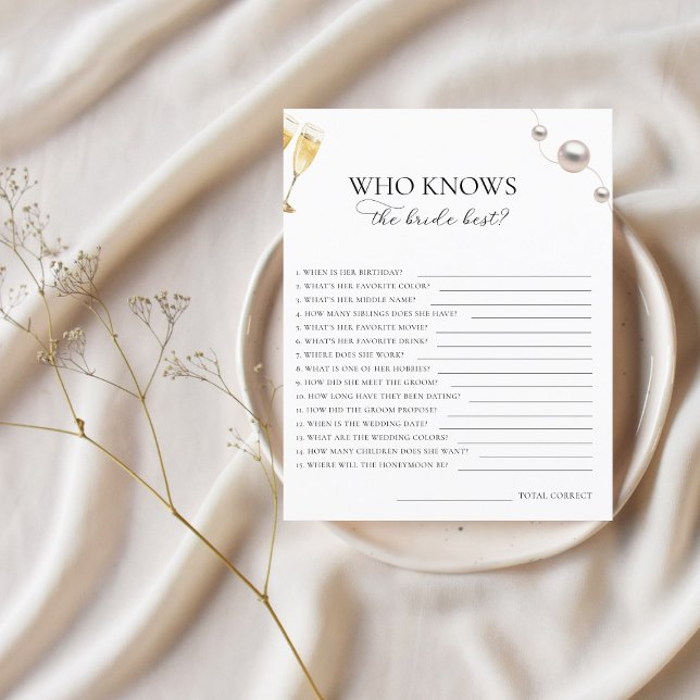 Papier Pearls & Prosecco qui connaît la mariée meilleur j (Créateur téléchargé)