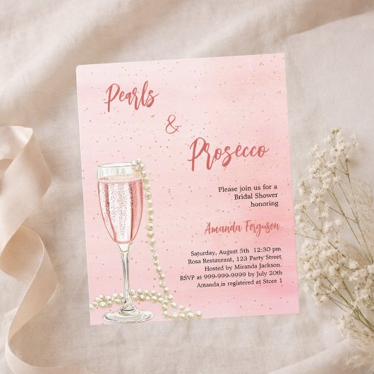 Papier Pearls Prosecco rose Bridal Douche invitation