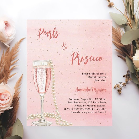 Papier Pearls Prosecco rose Bridal Douche invitation