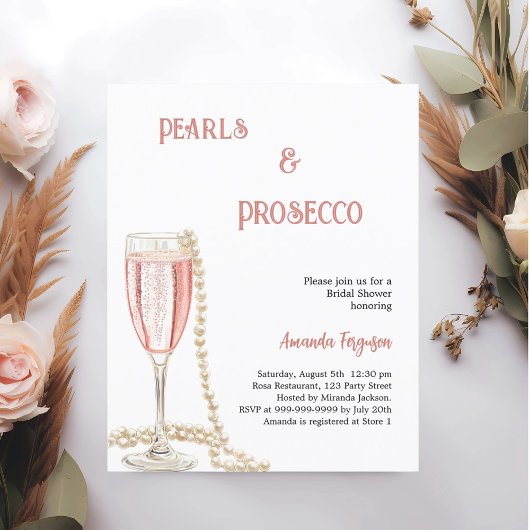 Papier Pearls Prosecco rose Bridal Douche invitation