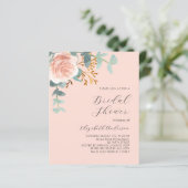 Papier Pêche à fleurs rose Invitation à la douche nuptial (Debout devant)