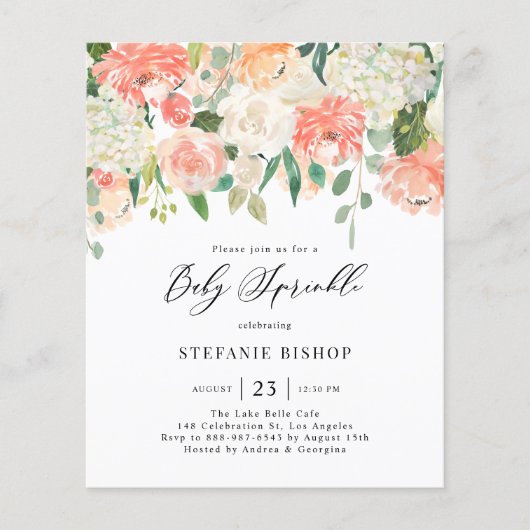 Papier Pêche à l'aquarelle et fleurs d'ivoire saupoudrer (Devant)