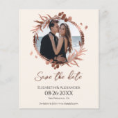 Papier Pêche légère Wreath Photo Enregistrer la date (Devant)