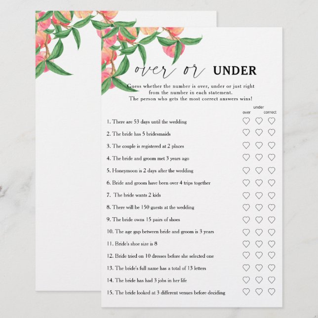 Papier Pêche - Plus ou sous la douche nuptiale (Devant / Derrière)