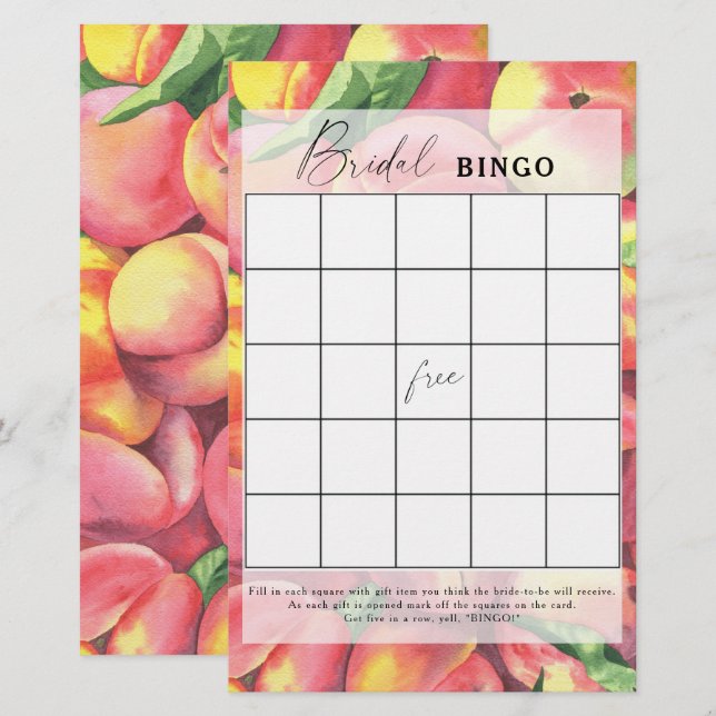 Papier Pêches - Jeu de bingo pour enterrement de vie de j (Devant / Derrière)