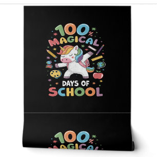 Papier Peint 100e Jour de l'école Unicorn 100 Jours magiques En