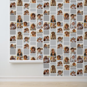 Papier Peint 17 Photo Collage avec Motif Mod - Gris et Blanc