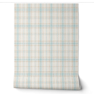 Papier Peint à Carreaux Bleu Clair et Beige
