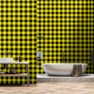 Papier peint à carreaux noir et jaune