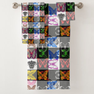 Papier peint à carreaux tartan à motif papillon co