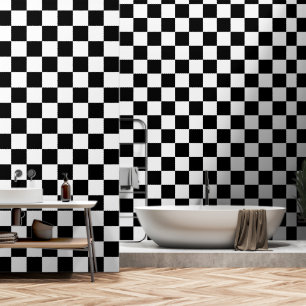 Papier Peint à damiers carré noir et blanc