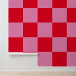 Papier Peint À damiers rose<br><div class="desc">à damiers papier peint de couleur rouge rose. Motif de carré moderne minimaliste géométrique peel et papier peint bâton.</div>