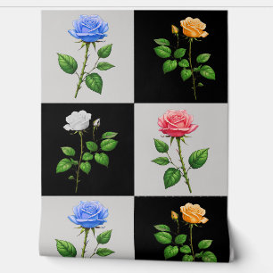 Papier Peint à damiers Rose géométrique Floral