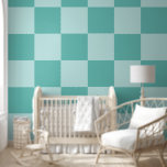 Papier Peint À damiers turquoise<br><div class="desc">à damiers papier peint en couleur turquoise. Motif de carré moderne minimaliste géométrique peel et papier peint bâton.</div>