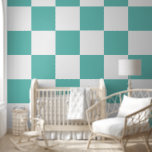 Papier Peint À damiers turquoise<br><div class="desc">à damiers papier peint en couleur turquoise. Motif de carré moderne minimaliste géométrique peel et papier peint bâton.</div>