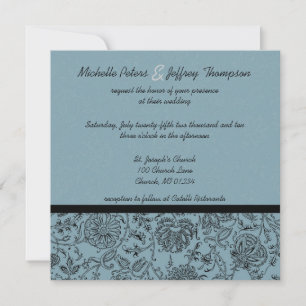 Papier peint à fleurs bleues Invitations de mariag