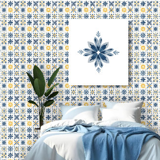 Papier Peint A Mediterranean Tile Design with Floral Geometric 