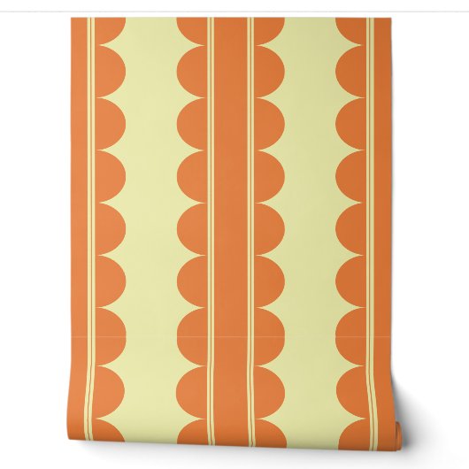 Papier peint à motif festonné orange brûlé (Déroulement)
