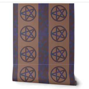 Papier peint à motif pentagramme rouille marron