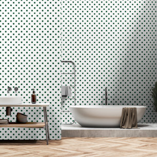 Papier Peint À petits pois verts et blancs