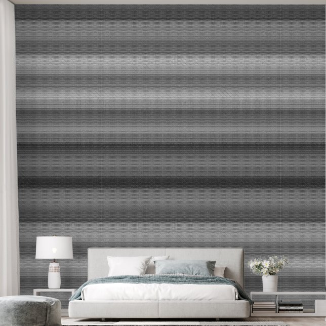 Papier peint à rayures noires et blanches | Modern (Chambre à coucher)