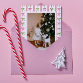 Papier Peint à Rubans Roses et Verts Carte de Fête