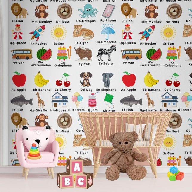 Papier Peint ABC Alphabet Neutral Enfants Décor de crèche (Créateur téléchargé)