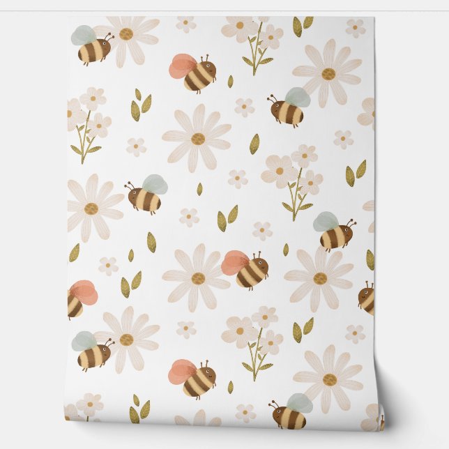 Papier peint abeilles et fleurs pour bébés (Déroulement)