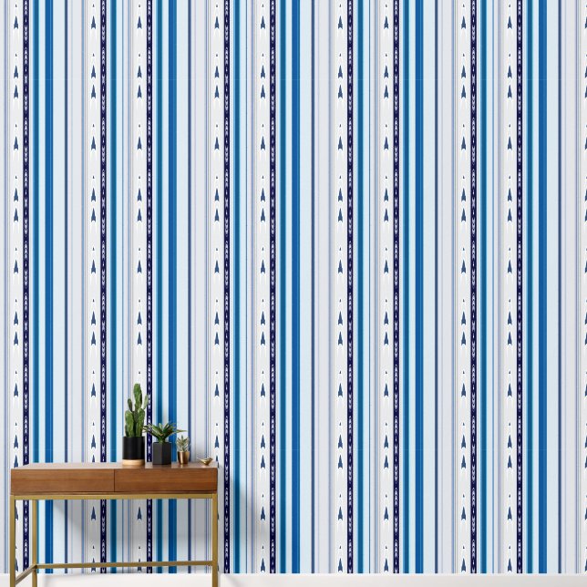 Papier Peint Abstract Symphony in Blue 5 (Vertical Lines) (Couloir)