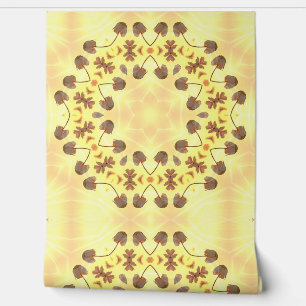 Papier Peint Abstrait floral jaune