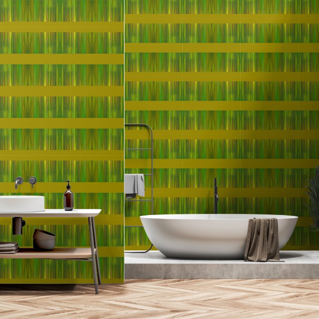 Papier Peint Abstrait Printemps Green Stems Stripes Nature Phot (Salle de bain)