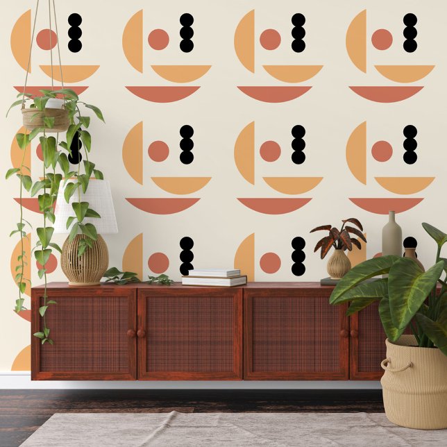 Papier Peint Abstrait Red Sun Black Moon Fusion Art Motif (Créateur téléchargé)