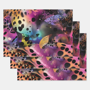 Papier peint Abstrait Vibrant violet rose bleu jau