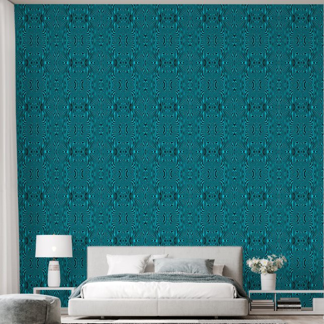 Papier Peint Abstraites bandes turquoise (Chambre à coucher)