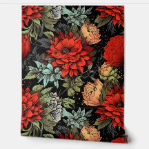 Academia Sombre Maximaliste Fleur de Dahlia Rouge