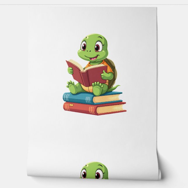 Papier Peint Adorable Turtle Reading Books (2) (Déroulement)