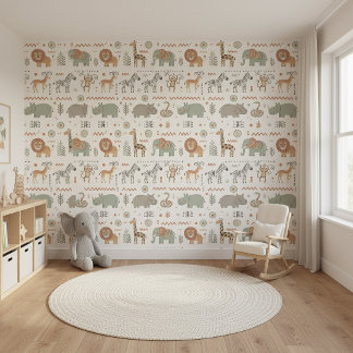 Papier Peint African Animal Parade Tribal Style ID1262