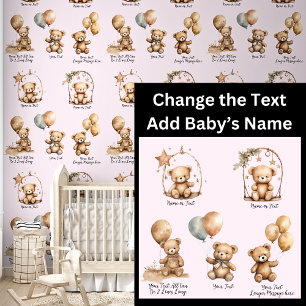 Papier Peint Ajouter Baby Name & Text, Ballons Nounours mignons