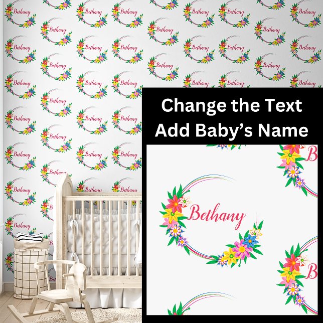 Papier Peint Ajouter le nom du bébé dans les fleurs florales Ca (Créateur téléchargé)